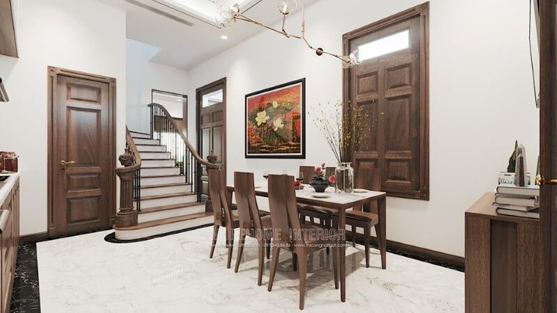 Bộ bàn ghế ăn gỗ óc chó cao cấp hiện đại đẹp